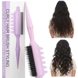 Curl Defining Brush, Curling Brush for Curly and Wavy Hair, Detangling & Styling Hair Brush with Anti-Frizz and No-Pull Design, Reduces Breakage, Gentle Scalp Massage, Portable Hair Styling Tool for Women and Men, Hair Styling Combs