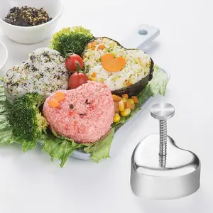 Heart-Shaped Onigiri Mold, Stainless Steel Rice Ball Mold, Low Stick Design, Ideal for Restaurants/kitchens, Valentine's Day Gift for Kids