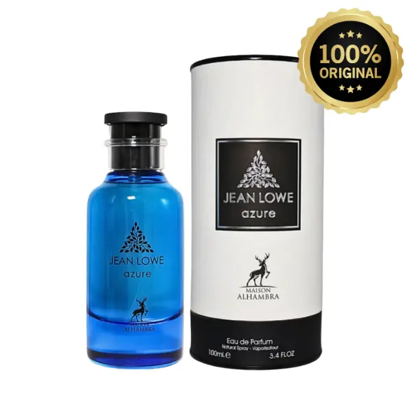 Lattafa Maison Alhambra Jean Lowe Azure Unisex EDP Body Perfume Spray - 3.4oz (100ml) Bottle, Citrus Blend, Amber Floral Scent, Ambergris Musk, Cedar, Contains Alcohol, Workday/Casual Outing Fragrance (60-Month Shelf Life)