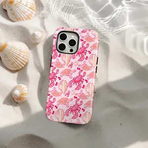 Pink Turtle & Seashell Pattern Phone Case — Dual-Layer Design (Hard PC & Soft Shell) — Durable, Drop-Resistant, Non-Yellowing, and Stylish — Compatible with iPhone 17, 16, 15, 14, 13, 12, 11 Pro Max/Plus/Air, and Galaxy Series