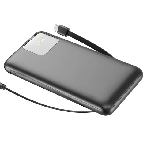 Slim 10000mAh Power Bank with Built-in Cables, 22.5W Fast Charging, Travel-Friendly Portable Charger for iPhone, Samsung, Android & More Smartphone Chargeable