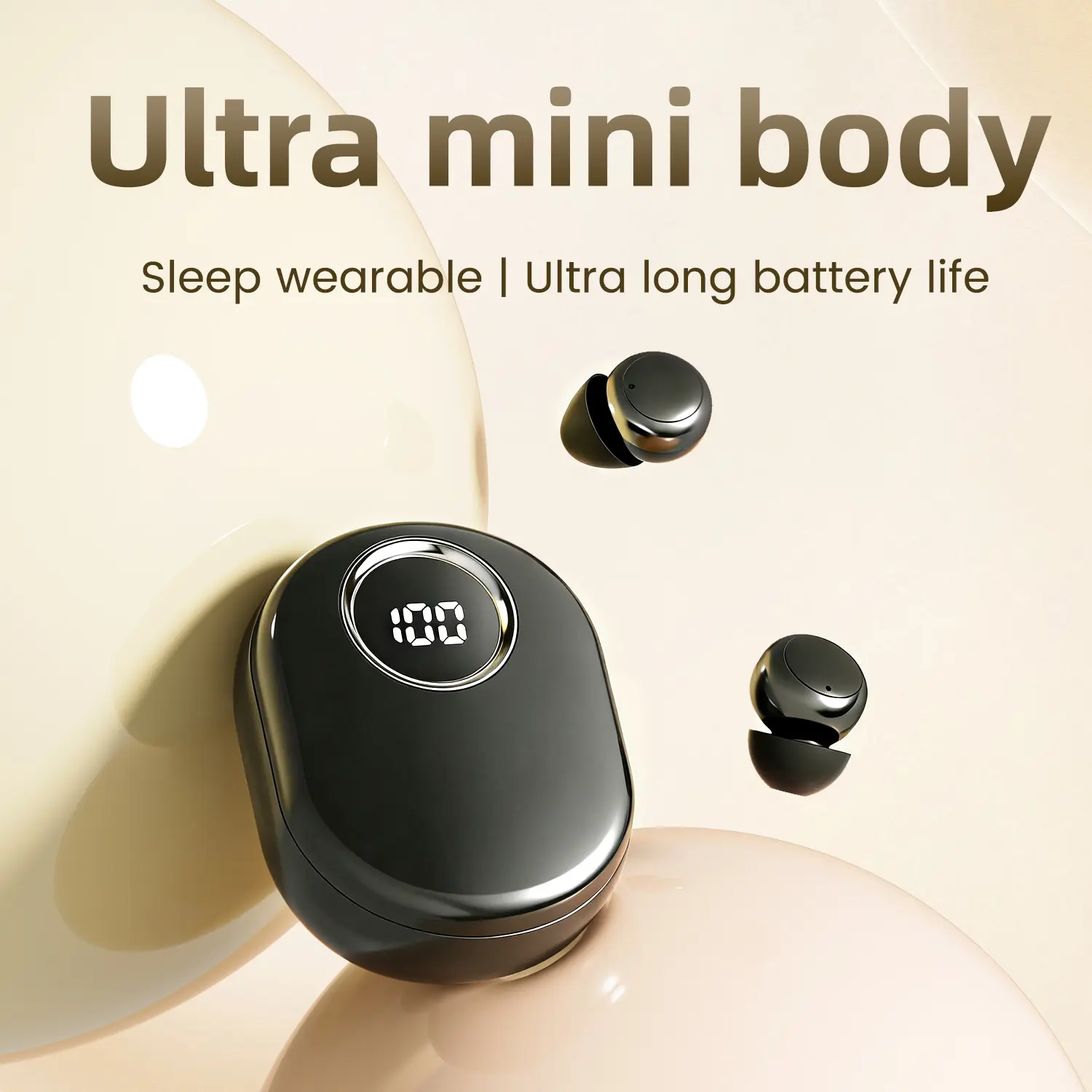 New For Side Sleepers，In ear Mini Headset，Ultra-Small Sleep Bluetooth Earbuds, Mini Invisible In-Ear，Super Long Battery Life，Power Display，Bluetooth earphone，Earbuds，Built in Mic