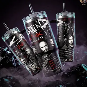 Rock Music Tour 40oz Tumbler with Handle, Double Wall Vacuum Insulated Stainless Steel Travel Mug, Leakproof Coffee Cup with Straw