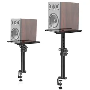 Studio Monitor Stands Pair Adjustable Height 11" to 18.5", Stage Speaker Stand Desktop with Safety Pin Clamp