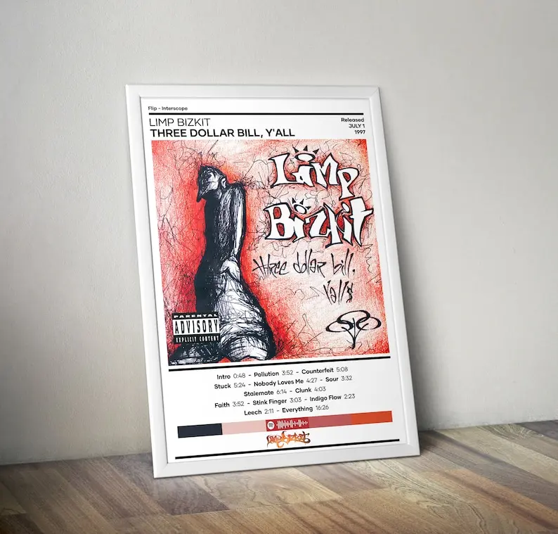 Limp Bizkit Poster | Three Dollar Bill, Y'all Poster | Metal Music Poster | Album Cover Poster | Music Poster Gift | Wall Decor | 4 Color