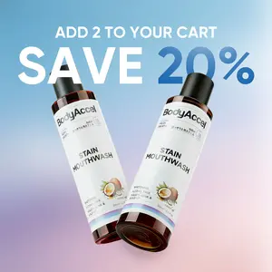 【BodyAccel】 Whitening Mouthwash, Japanese Oral Care Formula,  Rinses Away Residue in 30 Seconds, Propolis + Four Active Oils, Alcohol Free, Ice Mint Flavor, 200ml/6.76fl.oz