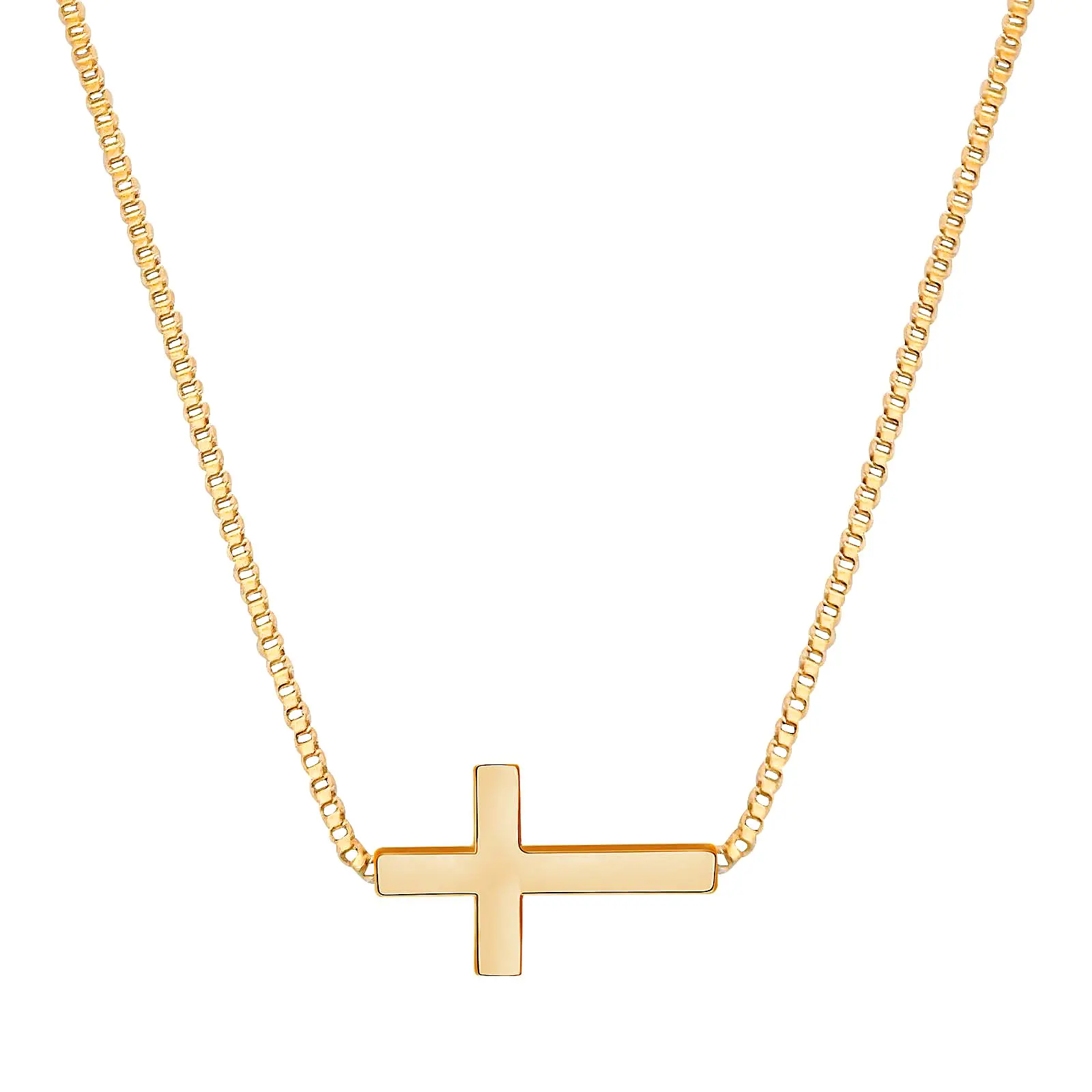 OIDEA Cross Necklace for Women, Minimalist Sideways Stainless Steel Pendant, Gold Tone Religious Jewelry with Adjustable Chain, Birthday Gift, Birthday Gift Jewelry, Spiritual Jewelry