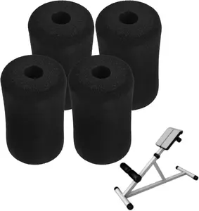 POPETPOP 4PCS Foam Foot Pad Rollers Replacement for Weight Bench & Leg Extension Machine – Soft Tube Cover Gym Equipment Pads (Black)