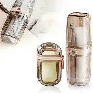 Portable Lightweight Travel Soap Dish & Toothbrush Holder Set, Durable Soap Dish, Oval Shape Soap Holder for Camping, Gym, Bathroom Accessories