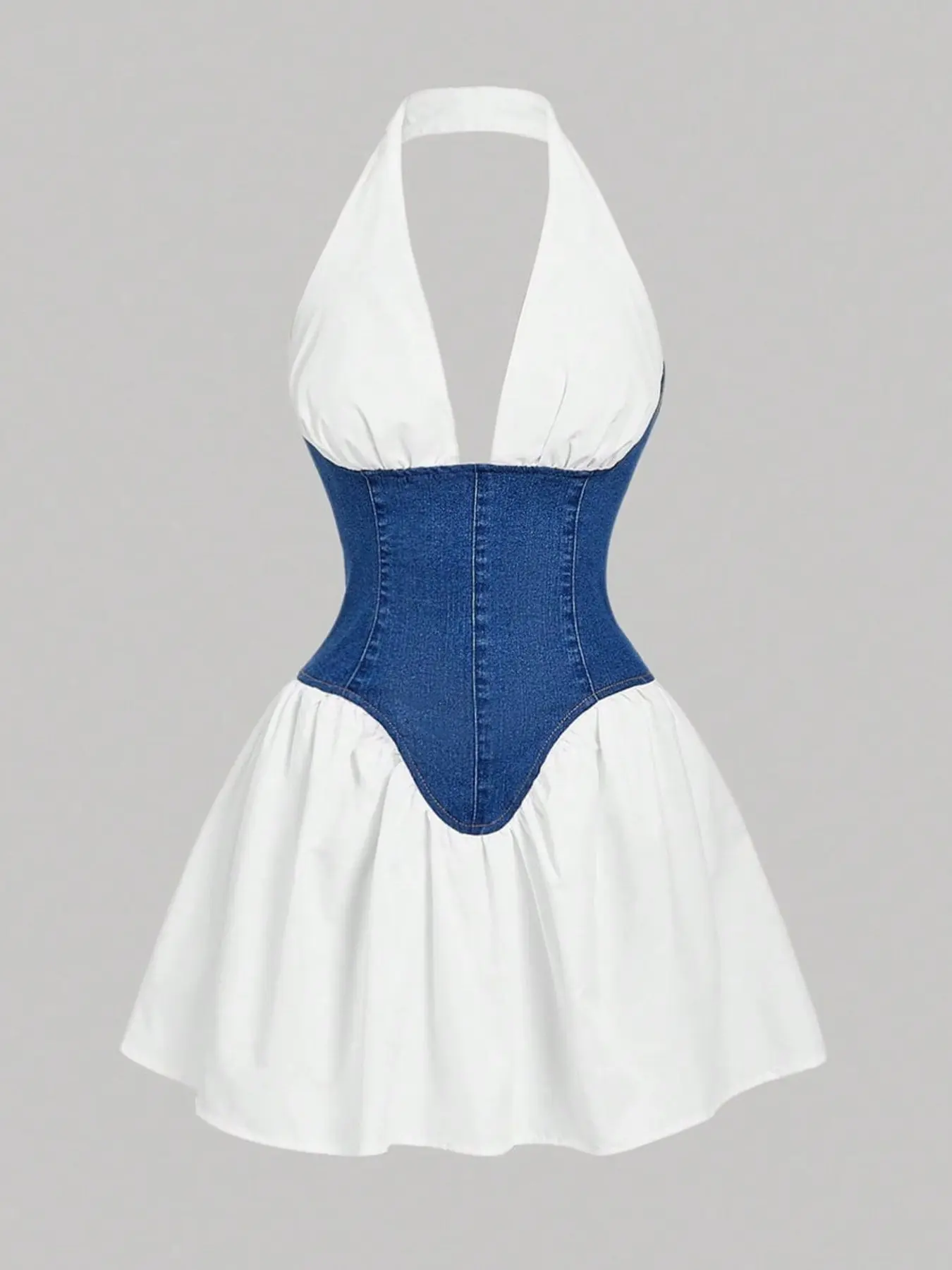 Y2K Sexy Backless Sleeveless Denim Patchwork Dress, High Waist Flared Skirt, Trendy Bohemian Fashion for Women, Perfect for Casual & Party Wear - TikTok Shop Y2K Sexy Backless Sleeveless Denim Patchwork Dress, High Waist Flared Skirt, Trendy Bohemian Fashion for Women, Perfect for Casual & Party Wear - TikTok Shop