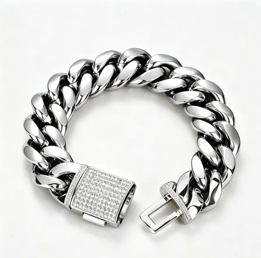 12mm Classic Flat Cuban Link Bracelet（9inches）