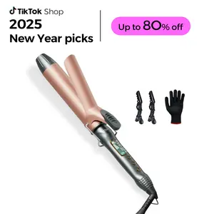 Thirtek 1/1.25/1.5 Inch Curling Iron with Ceramic Tourmaline Barrel, Curling Wands with 15 Temps for All Hair Types, Long-Lasting, Smooth Salon Finish, 60-min Auto Shut-Off, Dual Voltage Hair Curler Adjustable