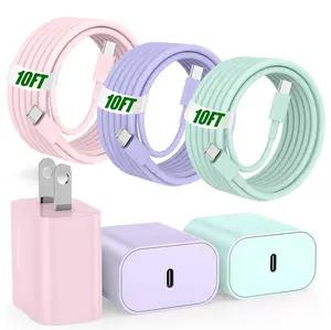 iPhone 17/16 Fast Charging Adapter Set, includes a 20W USB-C power adapter  paired with a 10-foot Type-C charging cable, compatible for iPhone 17 Pro Max,  iPad Pro, Air, and AirPodsorfor SamsungUltra/S23/S23+/S22/S22+/S21 Ultra/S20/S10+ kit