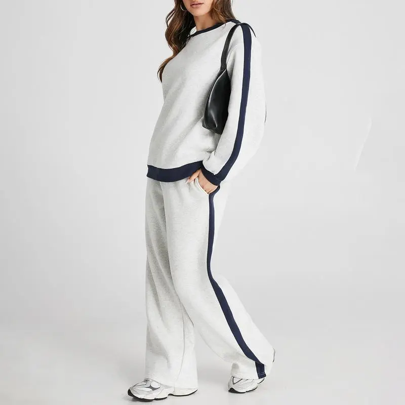 Women's 2 Piece Outfit Fleece Sweatsuit Casual Lounge Matching Sets Crewneck Loose Fit Cozy Sweatshirt & Straight Leg Sweatpants Womenswear