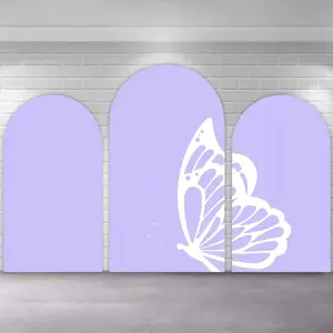 Purple Color Butterfly Arch Covers Stretchy Backdrop, Minimalist Split Wing Design, Perfect for Girls Baby Shower 1st Birthday Party Photo Backdrop