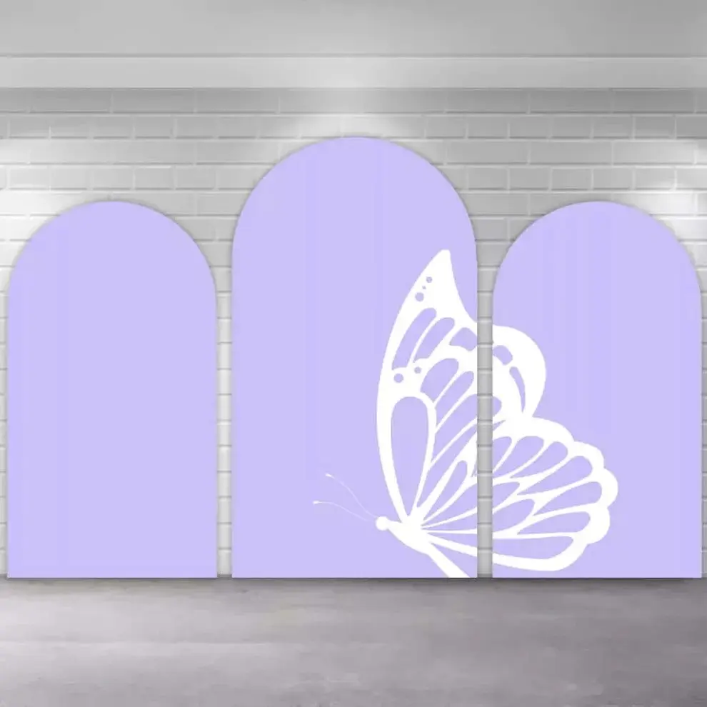 Purple Color Butterfly Arch Covers Stretchy Backdrop, Minimalist Split Wing Design, Perfect for Girls Baby Shower 1st Birthday Party Photo Backdrop