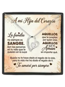 To My Daughter Necklace Gift Heart Pendant with Cubic Zirconia,for Adopted Daughter/Goddaughter/Beloved Daughter, Redefine Family As Love & Acceptance, Forever Love Jewelry