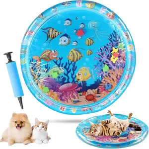 Aqua Cats Water Mat with Fish,Cat Dog Water Mat,Thickened Durable Non-Slip Playmat, Durable Easy Clean,Suitable for All Types of Pets(A) 11