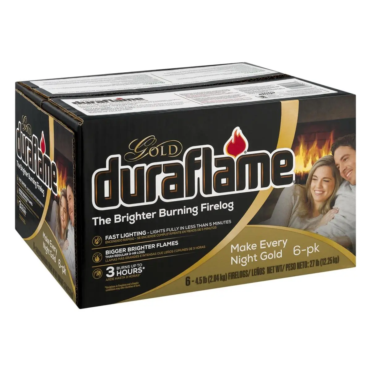 212 MAIN Duraflame Cowboy 252803 Gold Fire Logs, 4.5 lbs, Pack of 6, Appliance Safe, Long Burn