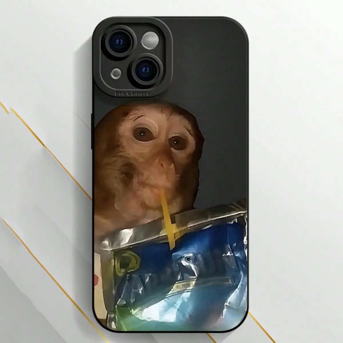 Monkey Beverage Brand Pattern TPU Silicone Cellphone Case - Straight Edge, 2D Printed, Shockproof Drop-Resistant Rugged Cover for iPhone 17 Pro Max,16,16e,15,14 Plus,13,12 Mini,11,Air,X,XS,XR - Gift-Worthy Mobile Phone Protection Accessory