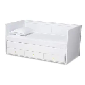 Thomas Classic and Traditional White Finished Wood Expandable Twin Size to King Size Daybed with Storage Drawers
