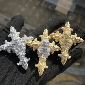 Hip Hop Personality Skull Head 18K Gold Plated Eco-friendly Alloy Cross 8A Grade High-grade Zircon Pendant Necklace Gift Choice Music Rock Metal Festival Halloween Hip Hop, Cool, Miami, Italian, Mexican Style, Classic, Simple, Daily Wear