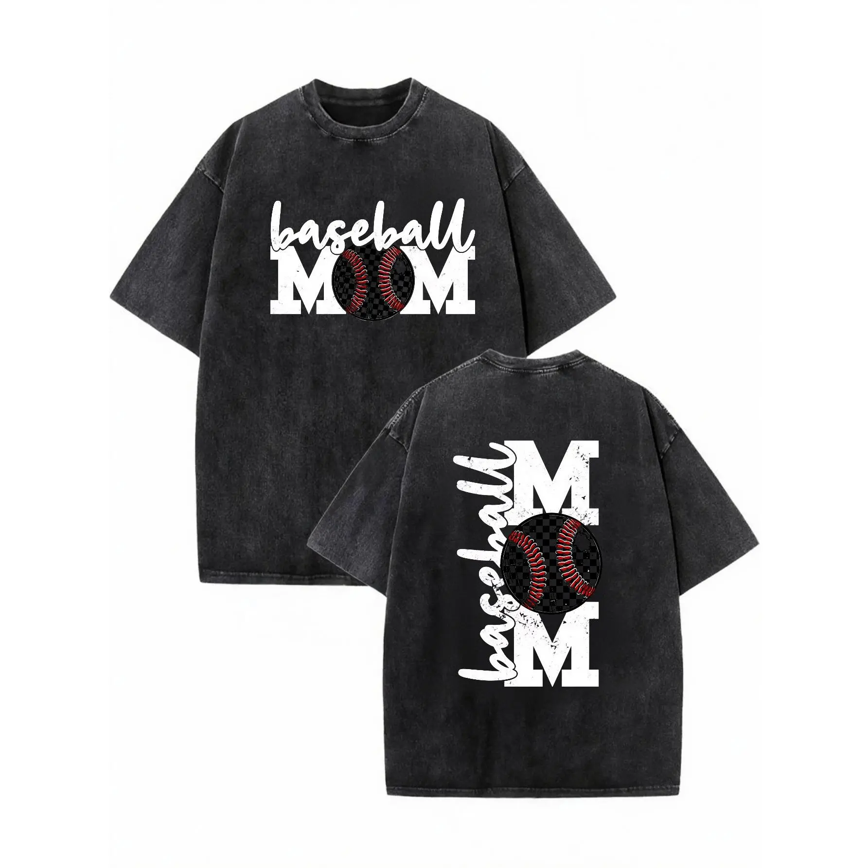 100% cotton Checkerboard Baseball Shirt, Distressed Baseball Shirt, Sports Mama Shirt, Baseball Sports Mom Shirt