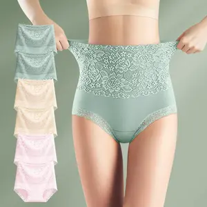 QUATSI 6 Pcs High Waist Lace Casual Women's Panties - Hypoallergenic, Comfortable, Soft, Breathable, Suitable For Sensitive Skin With Elegant Design For A Stylish And Sexy Female Underwear Collection