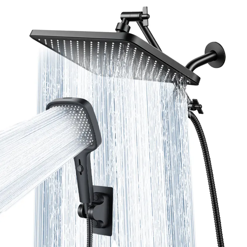 11.8Inch Dual Shower Head Combination Kit Adjustable Powerful Spray With Long Hose&Tools,Room Accessories,Shower Equipment for Bathroom,Hotel