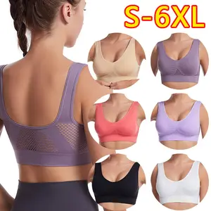 Hollow mesh sports bra women's shockproof vest running yoga fitness bra beautiful back gathering plus size amazon