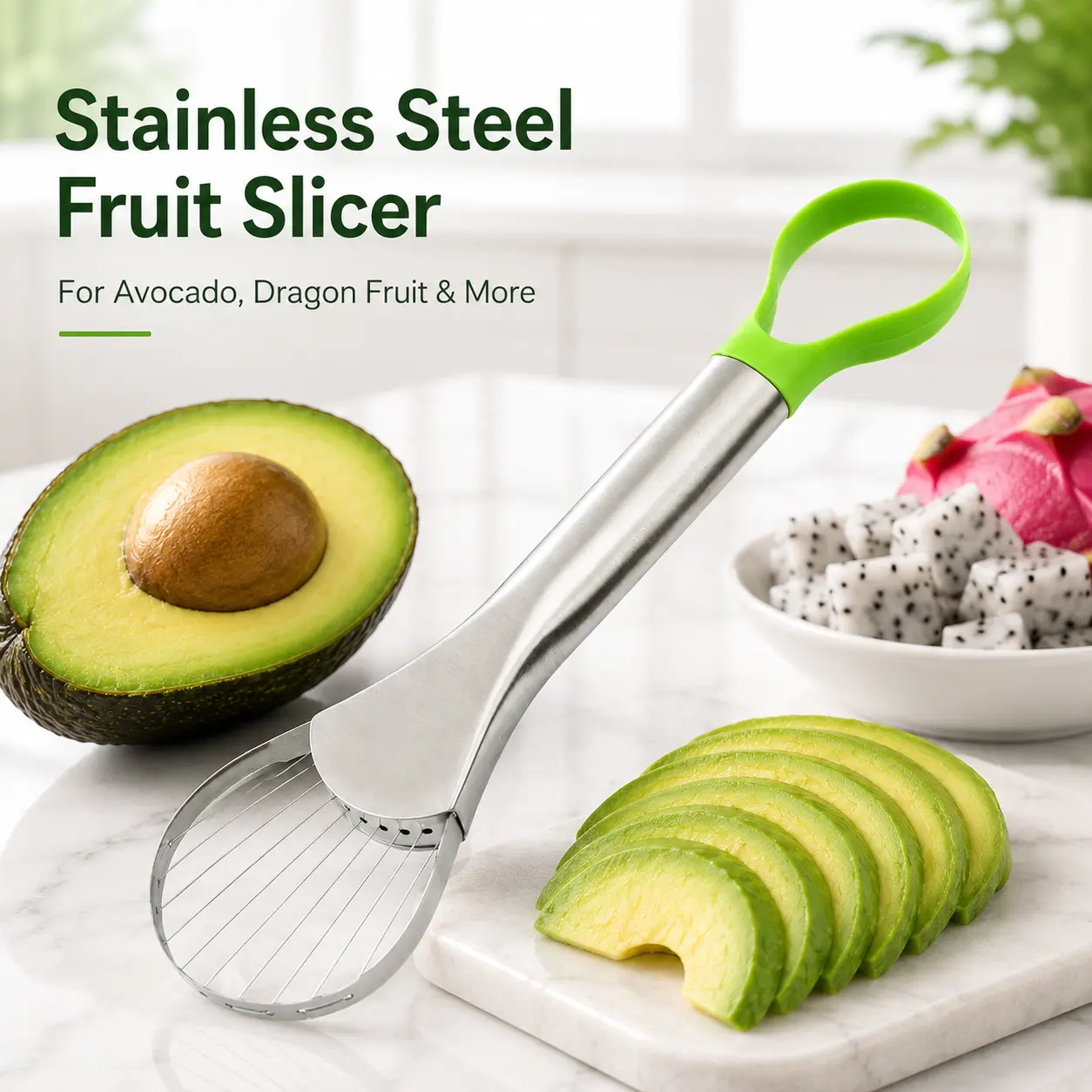 Stainless Steel Avocado Slicer, Slicer Dicer Cutter, 1 Count Fruit Cutter, Fruit & Vegetable Cutter Tool, Durable Vegetable Slicer, Kitchen Gadgets, Household Kitchen Products, Kitchen Accessories - MM2