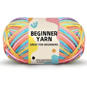 120g Candy Color Yarn for Crocheting and Knitting; Rainbow Yarn for Beginners with Easy-to-See Stitches;Worsted-Weight Medium #4;Yarn for Beginners Crochet Kit Making