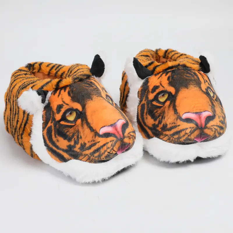 Fuzzy Winter Animal Tiger Slippers for Men Women Adult and Little Big Boys Girls, Novelty slippers, Fuzzy Warm Slippers, Indoor Warm Slippers