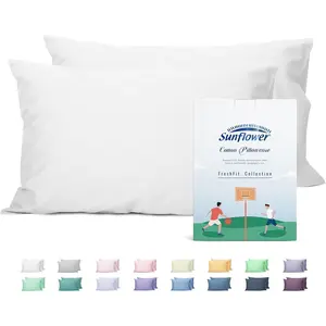 Pillowcases Set of 2 100% Cotton Queen Pillow Cases 20×30 inches Bright White Soft and Breathable