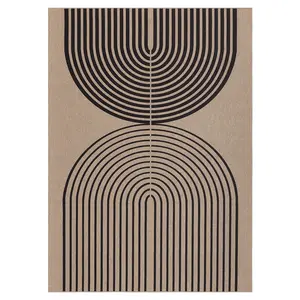 Multi-Size & Multi-Color Striped Rainbow Outdoor Jute Rug, 4x6 Washable Stain Resistant Non Shedding Non Slip Area Rug for Living Room Bedroom Entryway Patio, Black Brown