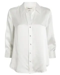 L’AGENCE Dani Three Quarter Sleeve Blouse in Ivory