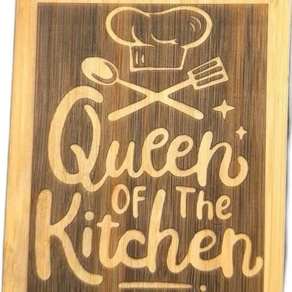 Wooden Rectangle Chopping Board, Decorative Mini "Queen of the Kitchen" Board, Decorative Centerpiece for Kitchen Use