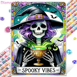 5D DIY Full Drill Round Diamond Painting - Wizard Hat Diamond Painting Kit, Mosaic Canvas DIY Wall Art, Home Wall Decoration
