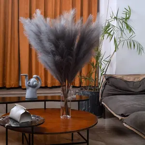 Faux Pampas Grass, 3PCS Large Tall 43'' Fluffy Artificial Fake Pompous Grass For Boho Decor Home Kitchen Wedding Decoration Floor Vase Filler