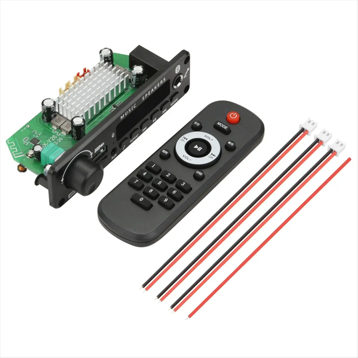 12V 2x100W Each Bluetooth 5.0 Car Audio Amplifier Board - Audio Amplifier Player, MP3 Decoder, FM Radio Module, TF/USB Support, Mic Recording, Call Function, Support Music Backing Vocals, Power Failure Memory for Car Use
