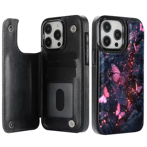 A Cliff Butterfly Pattern Magnetic Flip Phone Case with Leather Card Slot, Suitable for iPhone 17/16/15/14/13/12 PRO PROMAX PLUS AIR, Ideal Gift for Friends, Family, or Couples, KBPK20