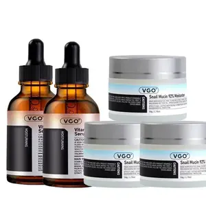 VGO Anti-Aging Vitamin C Serum + Snail Mucin 92% Firming Cream Set - Reduces Wrinkles & Boosts Elasticity, Enhances Natural Glow for All Skin Types