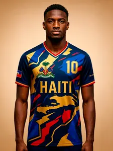 JKLVZOE 2026 Haiti Team Soccer Jersey | Unisex Fans Edition Quick Dry Football T-Shirt, Moisture Wicking Breathable Fabric, Stadium Match Day Essential, Lightweight Training Tee for Group Teamwear, Athletic Top