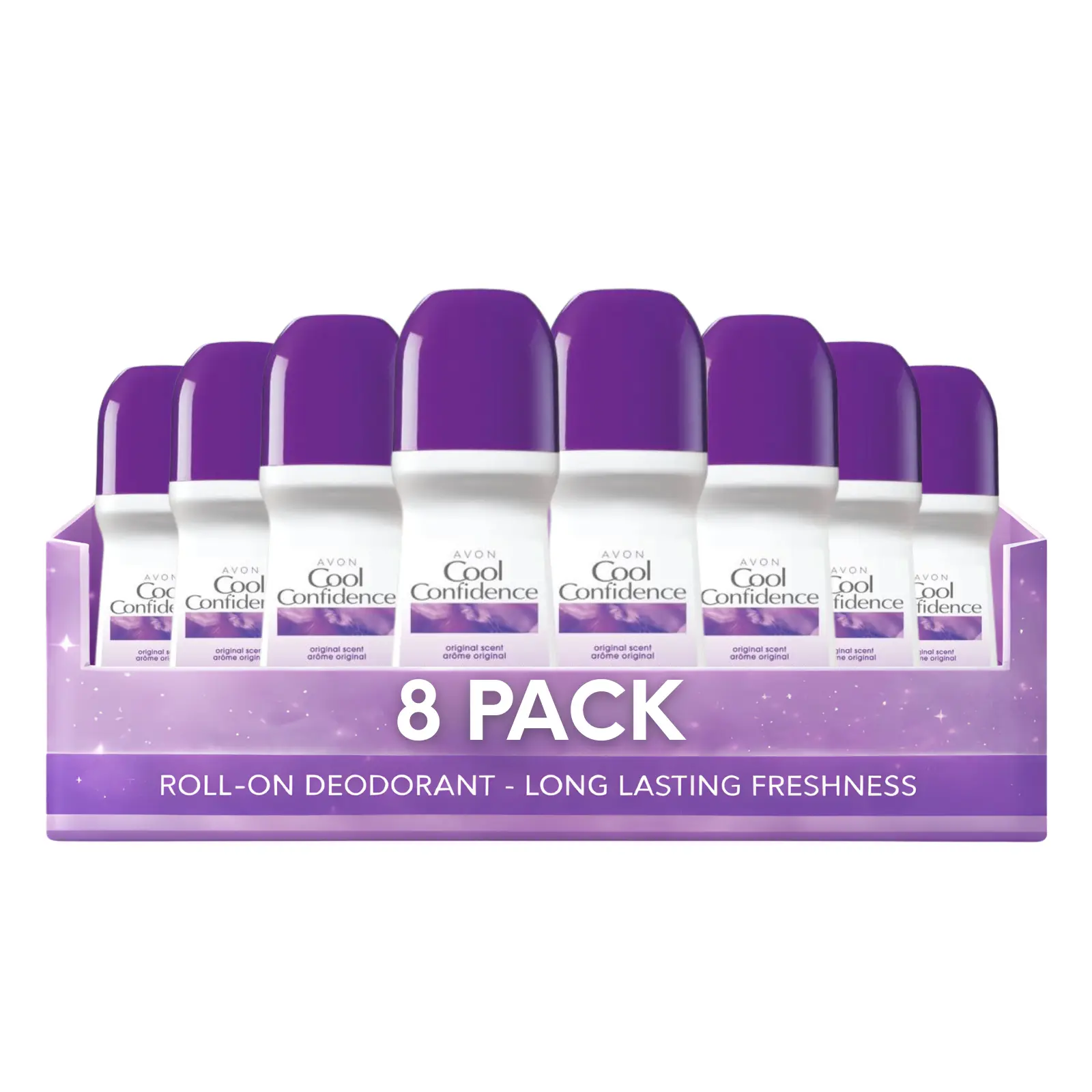Cool Confidence Original Roll-On Anti-Perspirant Deodorant for Women Pack of 8 (2.6 fl oz / 75ml Each) | 24-Hour Odor Protection | Rosy Floral