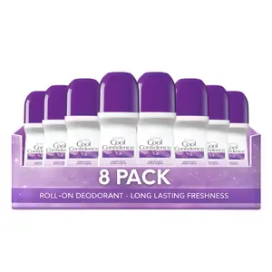 Cool Confidence Original Roll-On Anti-Perspirant Deodorant for Women Pack of 8 (2.6 fl oz / 75ml Each) | 24-Hour Odor Protection | Rosy Floral
