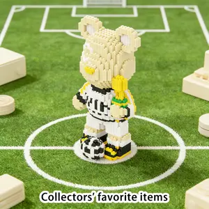 Football Bear 3D Puzzle Building Block Decoration, Home Office Shelf Decor, Party Tabletop Display, Ideal Gift for Holidays