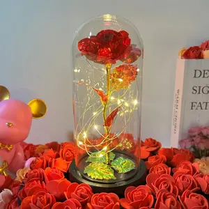 Light Up Artificial Flower in Glass Dome, Batteries Powered Rose Flower Lamp (Battery Not Included), Creative Lamp for Lover, Mom, Sister, Grandma, Birthday Gifts