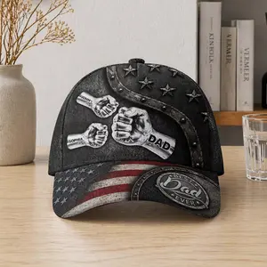 Personalized Dad Fist Bump Hat – Custom Father’s Day Gift Cap with American Flag Design - 250th Anniversary USA Independence Day Semiquincentennial Gift Father’s Day & Birthday Gift for Dad, Daddy Grandpa, or Husband