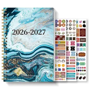 Marble Pattern Cover Planner Notebook, College Planner 1 Count 2026 Jan-2027 Dec Monthly Academic Planner Notebook with 3 Stickers, Portable for Home Office School