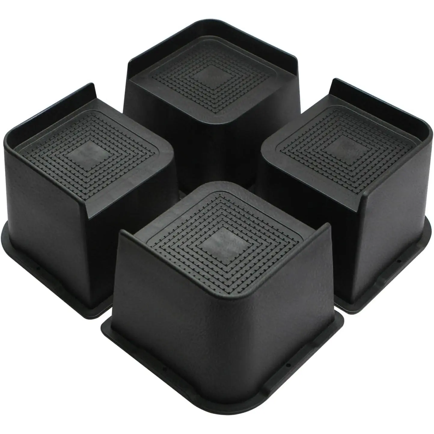 Bed Risers 2 inch, 3 inch, 4 inch, 6 inch or 8 inch Heavy Duty Furniture Risers, Up to 6000 Lbs L Shaped Design Bed Lifts Blocks for Couch Desk Sofa Table (Black, 4 Inch 4 Pack)